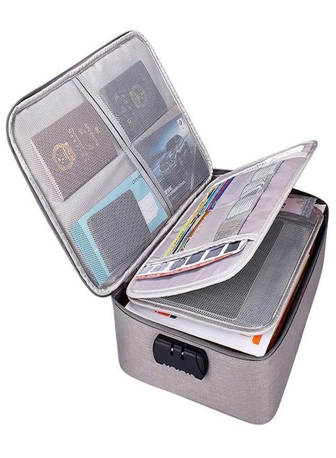 MAHNTMART PVC Fireproof Document Bags -Safe Box Fireproof Waterproof with Lock,Fireproof Document Safe Document Organizer for Travel, Fireproof File Storage Bag with Lock 14.6"X 11.4"X 3.9"(Grey) - Image 1